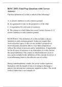 BSNC 2055: Final Prep Questions with Correct Answers