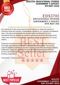 EDS3701: Educational studies Assignment 2 (693157) 8th May 2024 - Researched, Referenced, Table of contents and does not exceed 6 pages (extra information provided as to length - to help you) 