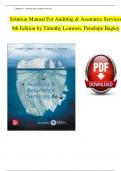 Solution Manual For Auditing and Assurance Services, 9th Edition by Timothy Louwers, Penelope Bagley, All Chapters 1 - 12, Complete Newest Version Solution Manual For Auditing and Assurance Services, 9th Edition by Timothy Louwers, Penelope Bagley, All Ch