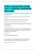 FEMA is 800d FINAL EXAM 100% VERIFIED ANSWERS  2024/2025 ALREADY PASSED 