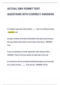 ACTUAL DMV PERMIT TEST  QUESTIONS WITH CORRECT ANSWERS 