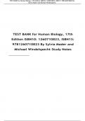TEST BANK for Human Biology, 17th  Edition ISBN10: 1260710823, ISBN13:  9781260710823 By Sylvia Mader and  Michael Windelspecht Study Notes
