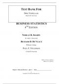 Test Bank For Business Statistics, 4th Edition by Norean R. Sharpe, Richard D. De Veaux, Paul F. Velleman, David Wright Chapter 1-25 and Part(i ii iii iv v)