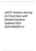 LATEST Hondros Nursing 212 Final Exam with Detailed Solutions Updated 2023