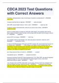 CDCA 2023 Test Questions with Correct Answers