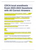 CDCA local anesthesia Exam 2023-2024 Questions with All Correct Answers