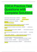 CDCA Practice Test Questions with Complete Solutions