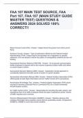 FAA 107 MAIN TEST SOURCE, FAA Part 107, FAA 107 (MAIN STUDY GUIDE MASTER TEST) QUESTIONS & ANSWERS 2024 SOLVED 100% CORRECT!!
