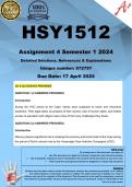 HSY1512 Assignment 4 (Q1 & Q2 COMPLETE ANSWERS) Semester 1 2024 (672797) - DUE 17 April 2024