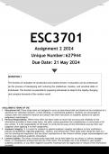 ESC3701 Assignment 2 (ANSWERS) 2024 - DISTINCTION GUARANTEED