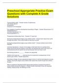 Preschool Appropriate Practice Exam Questions with Complete A Grade Solutions