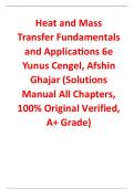 Solutions Manual for Heat and Mass Transfer Fundamentals and Applications 6th Edition By Yunus Cengel, Afshin Ghajar (All Chapters, 100% Original Verified, A+ Grade)