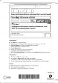  Pearson Edexcel A-LEVEL Paper 1 Physics  Advanced Subsidiary/Advanced Level UNIT 3: Practical Skills in Physics I January 2024 AUTHENTIC MARKING SCHEME ATTACHED