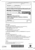 Pearson Edexcel A-LEVEL Paper 1  Physics  Advanced Level UNIT 5: Thermodynamics, Radiation, Oscillations and Cosmology  January 2024 AUTHENTIC MARKING SCHEME ATTACHED