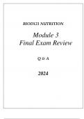 BIOD121 ESSENTIALS IN NUTRITION MODULE 3 FINAL EXAM REVIEW Q & A 2024.