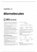 biomolecules chapter with summary notes + mastering multiple choice questions + NCERT exemplar question + statement based questions + matching type questions  + assertion and reasons  all in one with brief explanation