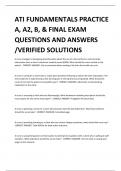 ATI FUNDAMENTALS PRACTICE A, A2, B, & FINAL EXAM QUESTIONS AND ANSWERS /VERIFIED SOLUTIONS