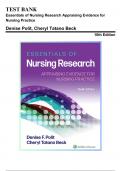 Test Bank: Essentials of Nursing Research Appraising Evidence for Nursing Practice 10th Edition by (Polit, 2022) Ch. 1-18 with Rationales
