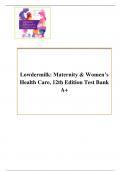 Lowdermilk: Maternity & Women’s Health Care, 12th Edition Test Bank A+