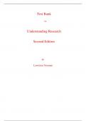Test Bank for Understanding Research 2nd Edition By Lawrence Neuman (All Chapters, 100% Original Verified, A+ Grade)