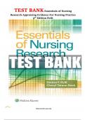 TEST BANK FOR Essentials of Nursing Research Appraising Evidence For Nursing Practice 9th Edition Polit