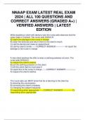 NNAAP EXAM LATEST REAL EXAM 2024 | ALL 100 QUESTIONS AND CORRECT ANSWERS (GRADED A+) | VERIFIED ANSWERS | LATEST EDITION