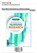 Test Bank: Foundations of Nursing Research, 7th Edition by Nieswiadomy - Chapters 1-20, 9780134167213 | Rationals Included