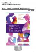 Test Bank for Maternity and Women's Health Care , 12th Edition by Deitra Leonard Lowdermilk, 9780323556293, Covering Chapters 1-37 | Includes Rationales