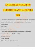 NYS NOTARY EXAM 100  QUESTIONS AND ANSWERS  2024