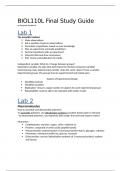   BIO110 Lab final exam study guide, A-grade