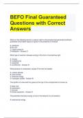 BEFO Final Guaranteed Questions with Correct Answers 