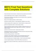 BEFO Final Test Questions with Complete Solutions 