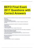 BEFO Final Exam 2017 Questions with Correct Answers 