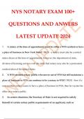 NYS NOTARY EXAM 100+ QUESTIONS AND ANWERS  LATEST UPDATE 2024