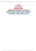 OCR AS Level Geography H481/01 Physical systems  QUESTION PAPER AND MARK SCHEME FOR JUNE 2023 