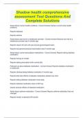 Shadow health comprehensive assessment Test Questions And Complete Solutions