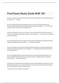 Final Exam Study Guide NUR 104 With Correct Solutions Graded A+