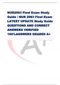 NUR2063 Final Exam Study Guide / NUR 2063 Final Exam LATEST UPDATE Study Guide QUESTIONS AND CORRECT ANSWERS VERIFIED 100%ANSWERS GRADED A+