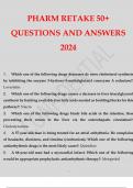 PHARM RETAKE 50+ QUESTIONS AND ANSWERS 2024
