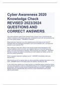 Cyber Awareness 2020  Knowledge Check REVISED 2023/2024  QUESTIONS AND  CORRECT ANSWERS