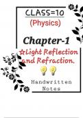 Class 10th Science (Physics)Chapter 1,Light. CLASSNOTES