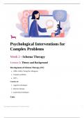 Psychological Interventions for Complex Problems Week 2 Summary