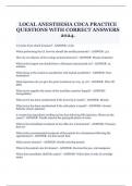 LOCAL ANESTHESIA CDCA PRACTICE QUESTIONS WITH CORRECT ANSWERS 2024.
