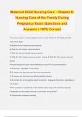 Maternal Child Nursing Care - Chapter 8: Nursing Care of the Family During Pregnancy Exam Questions and Answers | 100% Correct