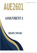 AUE2601 Assignment 3 Due 7 May 2024