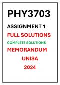 PHY3703 ASSIGNMENT 1 COMPLETE SOLUTIONS UNISA 2024 Statistical and Thermal Physics