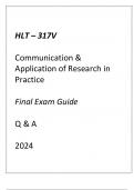 (GCU) HLT-317V COMMUNICATION & APPLICATION OF RESEARCH IN PRACTICE FINAL EXAM GUIDE