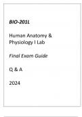 (GCU) BIO-201L HUMAN ANATOMY & PHYSIOLOGY I LAB FINAL EXAM GUIDE Q & A 2024.