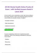 ATI RN Mental Health Online Practice B Exam | with Verified Answers Rated A Latest 2024  