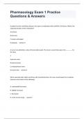Pharmacology Exam 1 Practice Questions & Answers